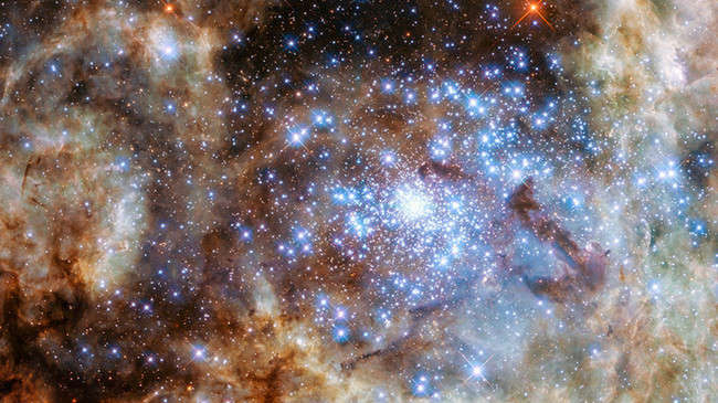 哈勃望远镜拍摄年轻星团：恒星灼热明亮远胜太阳