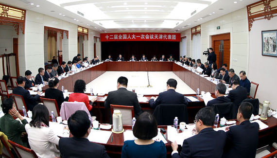 十二届全国人大一次会议天津代表团召开全体会